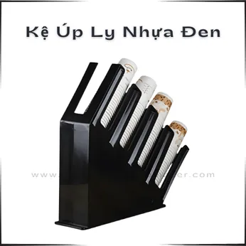 Kệ Úp Ly Nhựa Đen 4 Ngăn - Giải Pháp Cho Quầy Bar Gọn Gàng