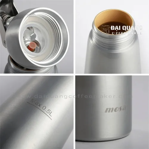 Bình Xịt Kem Tươi Mosa Nhôm Aluminium 0.5L – Phiên Bản Mới Chính Hãng Đài Loan