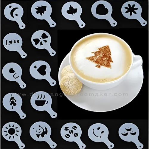 Bộ Khuôn Nhựa Rắc Bột Tạo Hình Cappuccino (Coffee Stencils) - Nhựa PP An Toàn