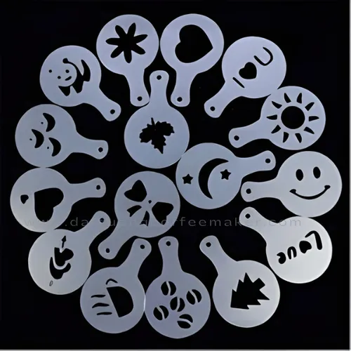 Bộ Khuôn Nhựa Rắc Bột Tạo Hình Cappuccino (Coffee Stencils) - Nhựa PP An Toàn