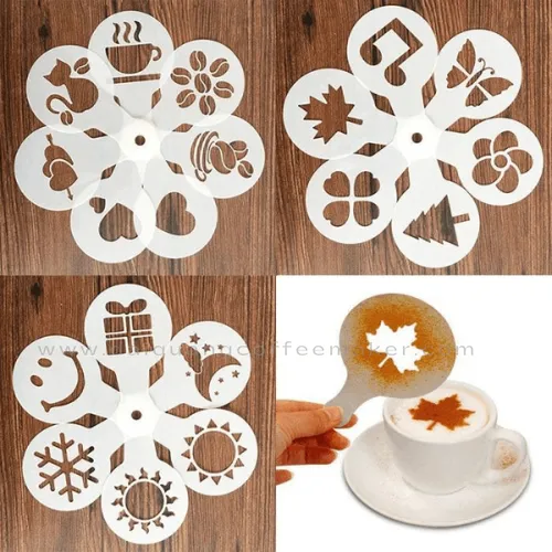 Bộ Khuôn Nhựa Rắc Bột Tạo Hình Cappuccino (Coffee Stencils) - Nhựa PP An Toàn