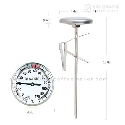 Nhiệt Kế Kim Barista KOONAN (-10°C đến 120°C) - Thép Không Gỉ Cao Cấp