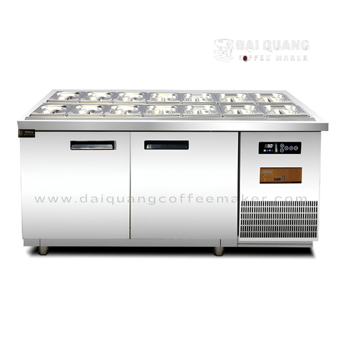 Tủ Bàn Salad Cánh Inox Viner V-BSLCI1.2 – Trạm Topping 1.2m Siêu Gọn, Quạt Gió No Frost