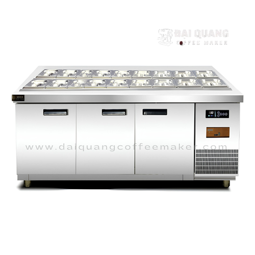Tủ Bàn Salad Cánh Inox Viner V-BSLCI1.8 – Trạm Sơ Chế Topping 1.8m, Quạt Gió No Frost
