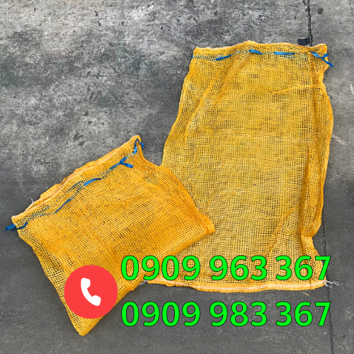 Cung cấp sỉ bao lưới đựng hành tỏi nhiều kích thước bao tải lưới đựng nông sản màu vàng