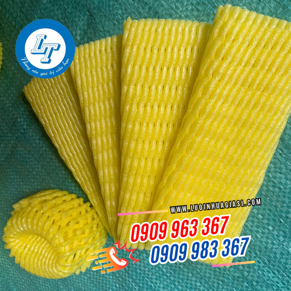 TÚI XỐP LƯỚI BỌC ỔI CHỐNG SÂU BỆNH GIÁ SỈ BAO 5KG xốp lưới bao trái cây màu vàng
