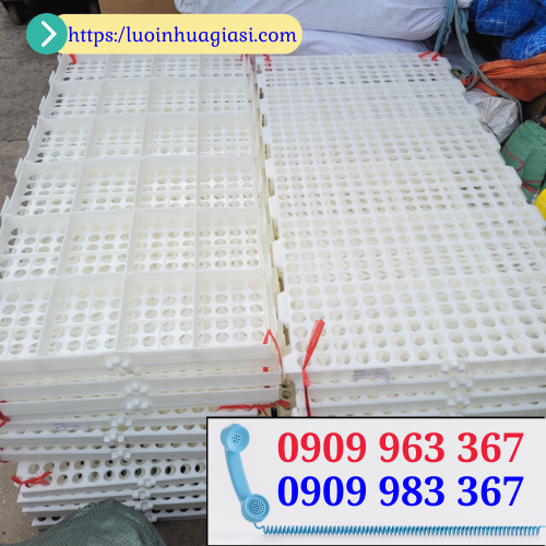 Bán tấm nhựa lót sàn chuồng chó giá rẻ tấm nhựa lót sàn 50x100 màu trắng lỗ tròn