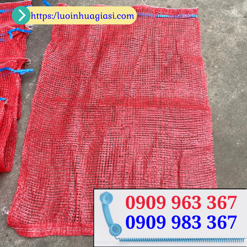 Bao tải lưới đóng hàng giá sỉ rẻ bao tải lưới màu đỏ 60x90cm