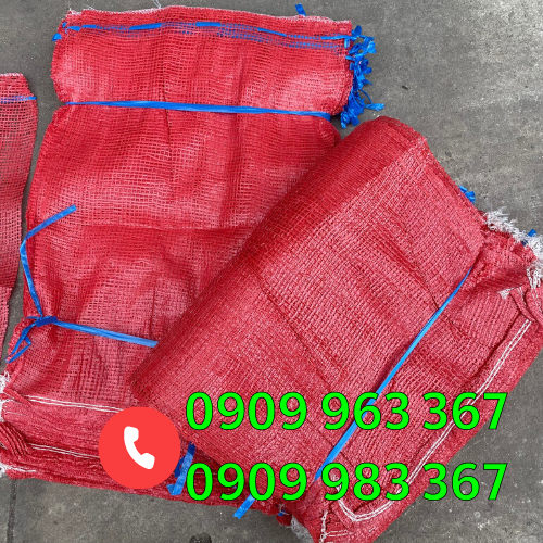 Bao tải lưới đựng nông sản giá sỉ rẻ bao tải lưới màu đỏ 15kg