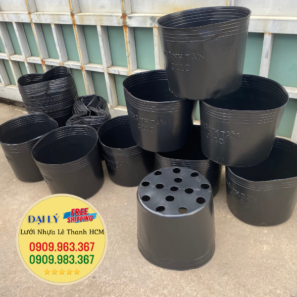 Báo giá sỉ chậu nhựa đen trồng cây đủ kích cỡ tận xưởng chậu nhựa đen mềm