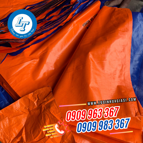 BẠT CHE CÔNG TRÌNH GIÁ RẺ ƯU ĐÃI CHO NHÀ THẦU bạt nhựa xanh cam