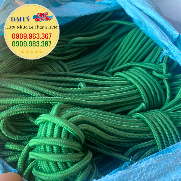 Giá sỉ dây dù tròn xanh 3 mm, 5mm, 10 mm cho đại lý HCM dây dù xanh