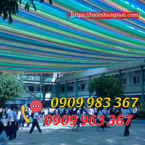 Bán rẻ lưới nhựa che nắng đa sắc lưới sọc che nắng sân trường