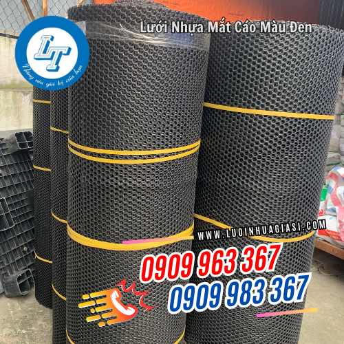 lưới nhựa mắt cáo màu đen đóng cuộn tròn lưới nhựa mắt cáo màu đen đóng cuộn tròn