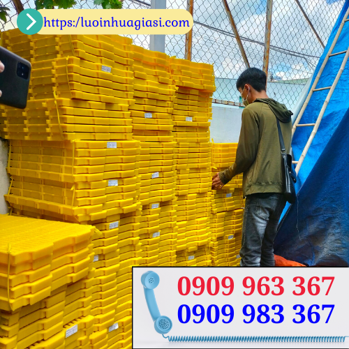 Bán tấm nhựa lót sàn chuồng chó giá rẻ tấm nhựa lót sàn chăn nuôi màu vàng kích thước 40x60