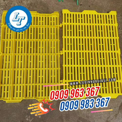 TẤM NHỰA LÓT SÀN CHĂN NUÔI 40X60 sàn nhựa chăn nuôi màu vàng