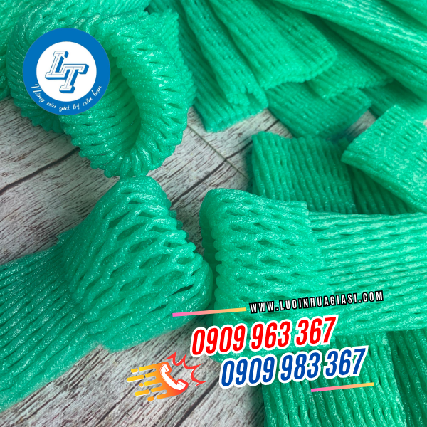 XƯỞNG CẮT NHUỘM XỐP LƯỚI BAO TRÁI CÂY GIÁ RẺ THEO YÊU CẦU xốp bao quả màu xanh