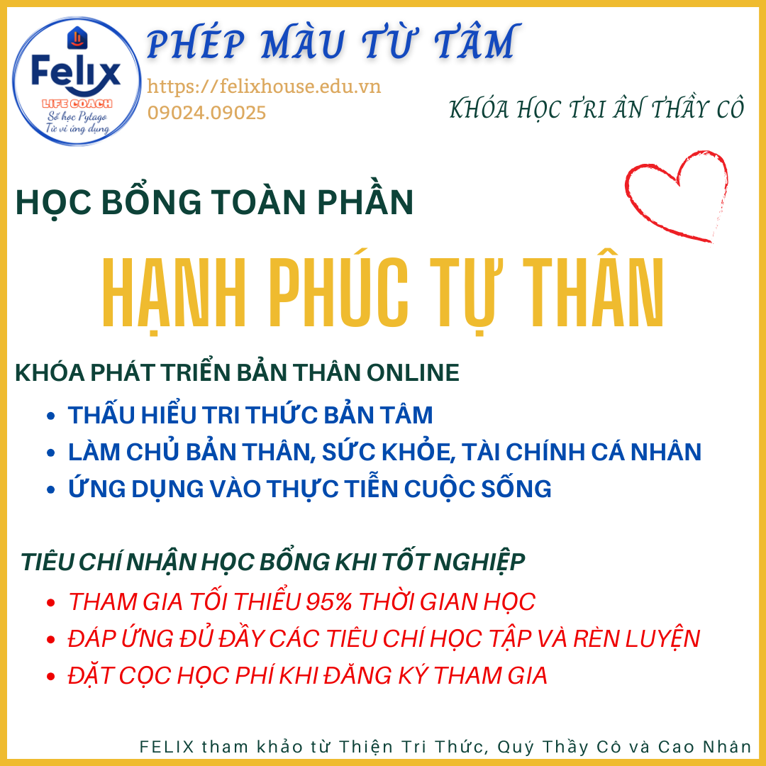 Tiêu chí nhận học bổng Felix Tiêu chí nhận học bổng Felix