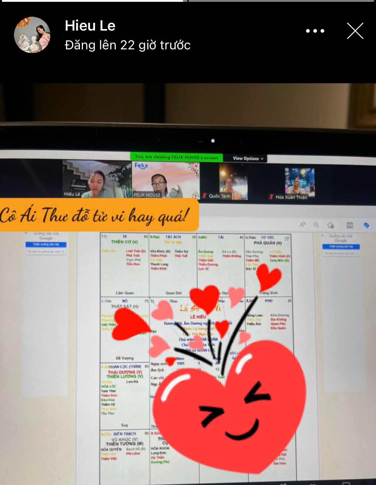 Em Lê Hiếu xem tử vi Felix Em Lê Hiếu xem tử vi Felix