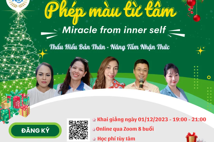 PHÉP MÀU TỪ TÂM khóa học 8 ngày, hàng tháng, học phí tùy tâm