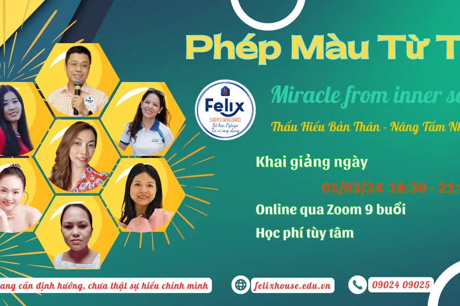 PHÉP MÀU TỪ TÂM khóa học 8 ngày, hàng tháng, học phí tùy tâm