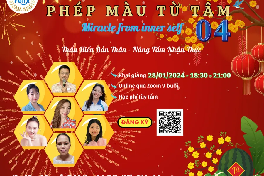 PHÉP MÀU TỪ TÂM khóa học 8 ngày, hàng tháng, học phí tùy tâm