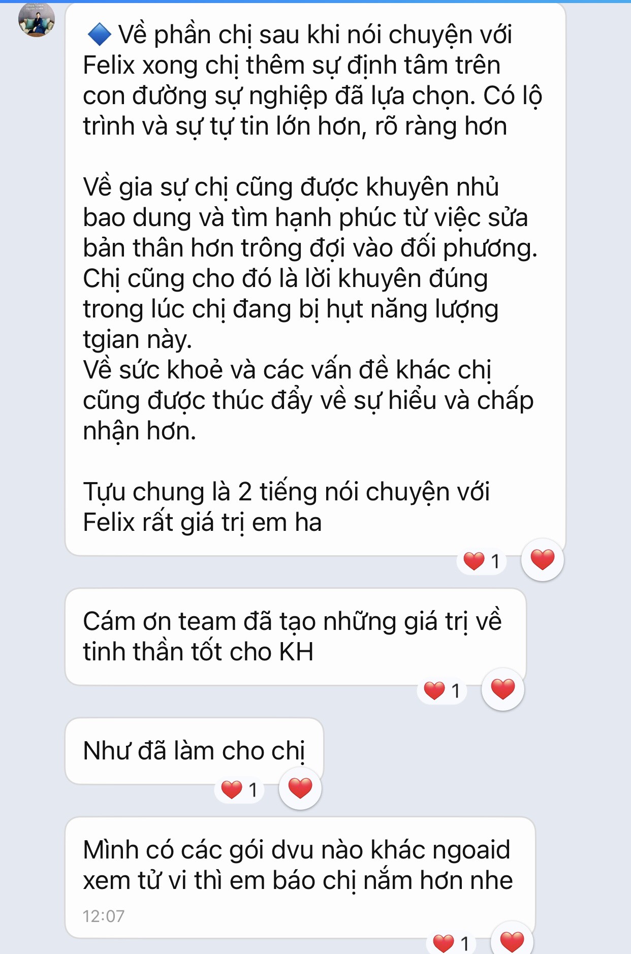Cảm nhận khách hàng tử vi ứng dụng Felix