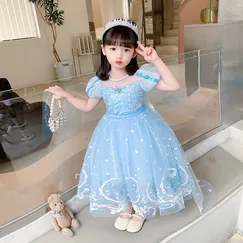 Váy công chúa cho bé gái 9m5 tuổi cộc tay phối ren hình elsa và trái tim Đầm  elsa trẻ em cao cấp điệu đà đáng yêu  Giá Sendo khuyến mãi
