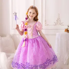 Váy Công chúa Tóc mây Rapunzel màu tím cho bé gái 3-9 tuổi