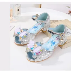 Giày công chúa Elsa cao gót hở mũi cho bé gái 3-9 tuổi