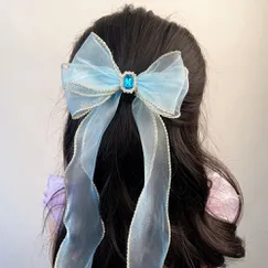 Phụ kiện kẹp tóc ruy băng dài Hóa trang công chúa Elsa cho bé gái