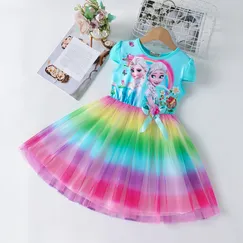 Váy công chúa Elsa cầu vồng cho bé gái - Elsa Frozen