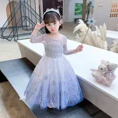 Váy Nữ hoàng Elsa kèm tà dài cho bé gái 3-11 tuổi - Mẫu mới nhất 2021 (Frozen 2)