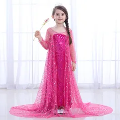 Váy công chúa Elsa Màu Hồng kèm tà dài siêu xinh - EV18