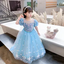 Đầm công chúa bé gái Elsa kèm tà dài siêu xinh