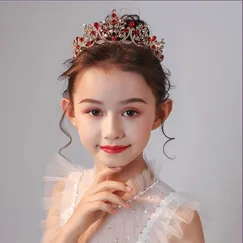 Vương miện công chúa cho bé gái đính đá màu đỏ siêu xinh