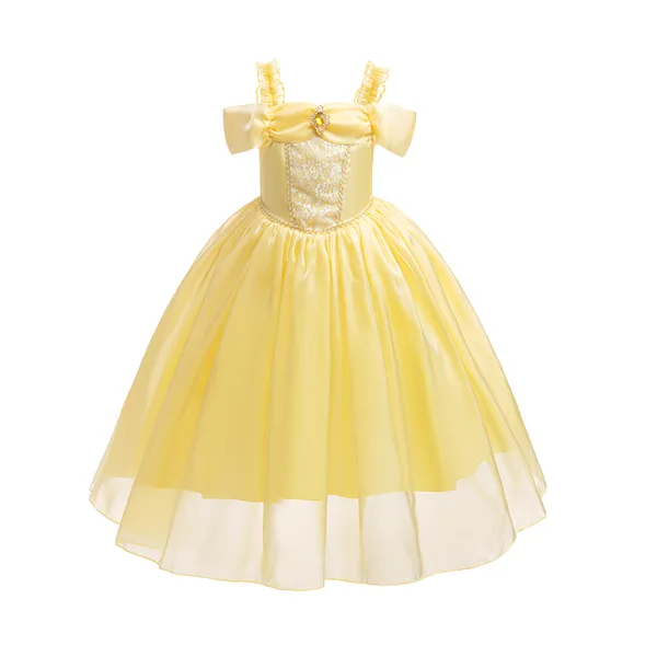 Váy Belle Người đẹp và quái vật Lưới Puff Dress màu vàng cho bé 3-8 tuổi