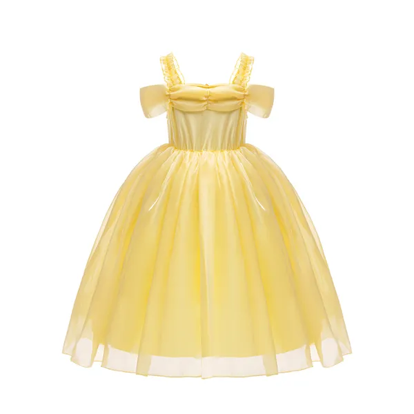 Váy Belle Người đẹp và quái vật Lưới Puff Dress màu vàng cho bé 3-8 tuổi