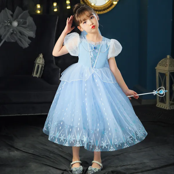 Váy công chúa Elsa màu xanh cho bé gái 3-9 tuổi - Mẫu mới Frozen 2