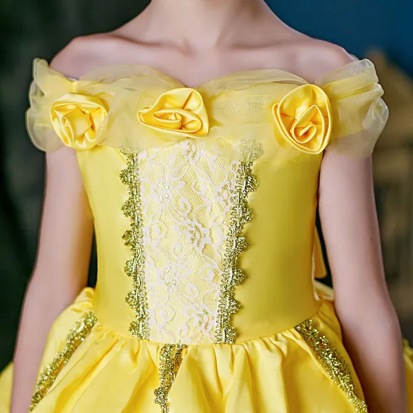 Váy công chúa Belle  bồng bềnh màu vàng cho bé gái 3-8 tuổi xinh đẹp