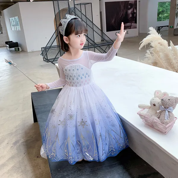 Váy Nữ hoàng Elsa kèm tà dài cho bé gái 3-11 tuổi - Mẫu mới nhất 2021 (Frozen 2)