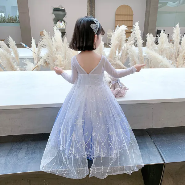 Váy Nữ hoàng Elsa kèm tà dài cho bé gái 3-11 tuổi - Mẫu mới nhất 2021 (Frozen 2)