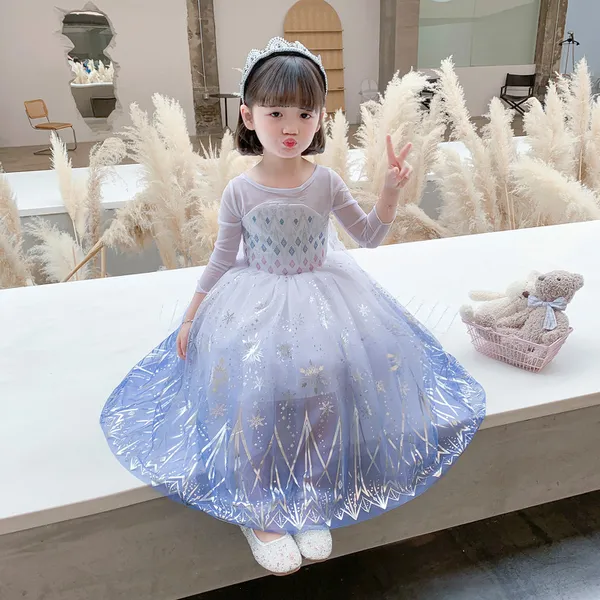 Váy Nữ hoàng Elsa kèm tà dài cho bé gái 3-11 tuổi - Mẫu mới nhất 2021 (Frozen 2)