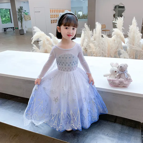 Váy Nữ hoàng Elsa kèm tà dài cho bé gái 3-11 tuổi - Mẫu mới nhất 2021 (Frozen 2)