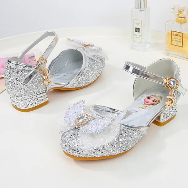 Giày công chúa Elsa đính đá nơ xinh xắn cho bé gái 3-8 tuổi mẫu mới 2023