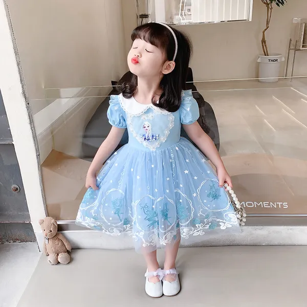 Váy elsa cho bé gái 3-9 tuổi xinh xắn với họa tiết công chúa elsa