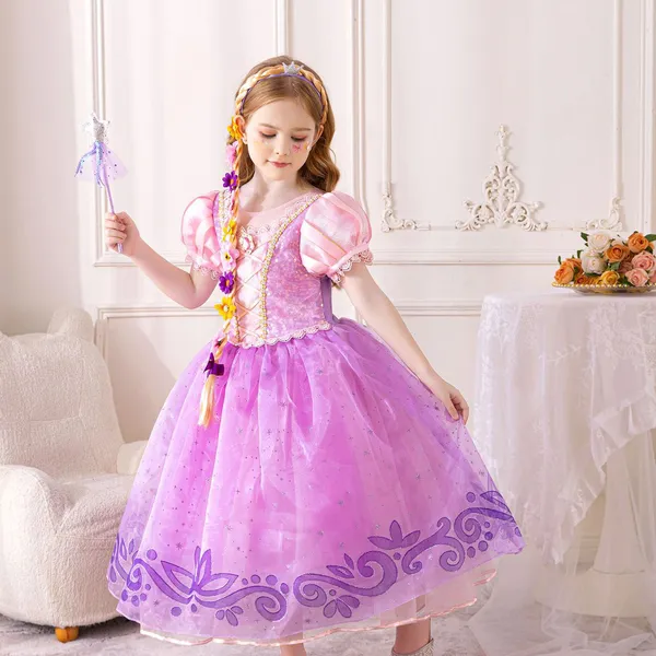 Váy Công chúa Tóc mây Rapunzel màu tím cho bé gái 3-9 tuổi