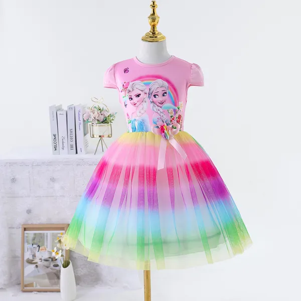 Váy công chúa Elsa cầu vồng cho bé gái - Elsa Frozen