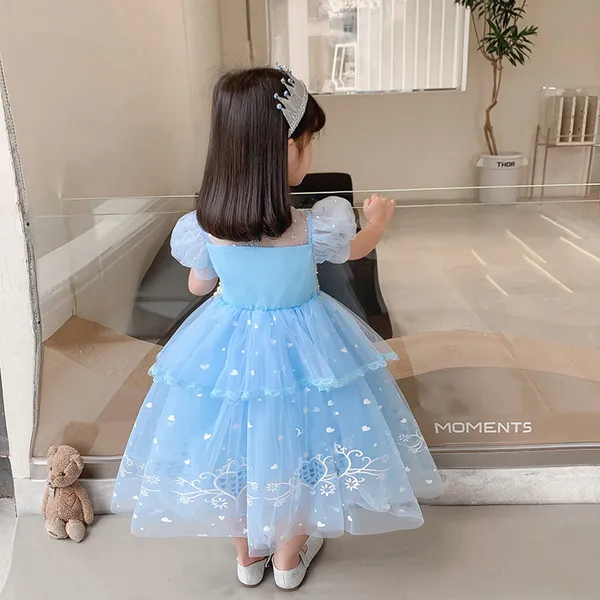 Đầm công chúa Elsa cho bé gái 3-9 tuổi màu xanh dương