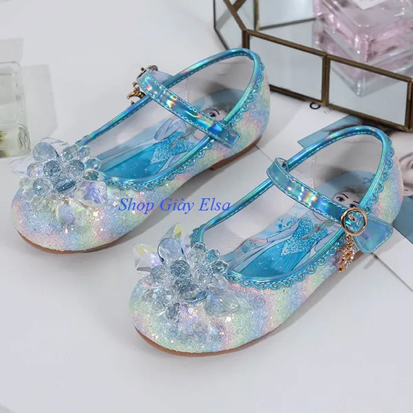 Giày búp bê Elsa đính đá lấp lánh cho bé gái 3-7 tuổi